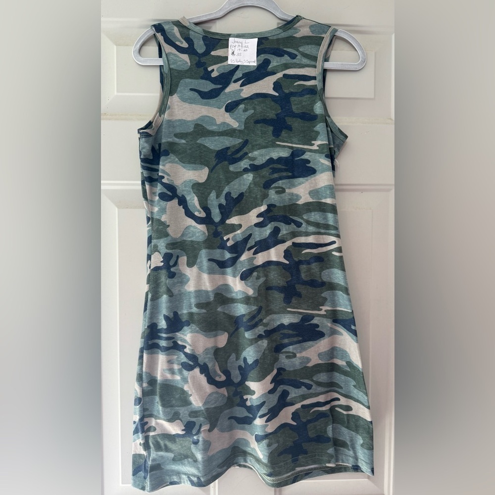 Joeoy Women’s Camo Sleeveless Dress with Tie Front Sz large - Picture 3 of 3